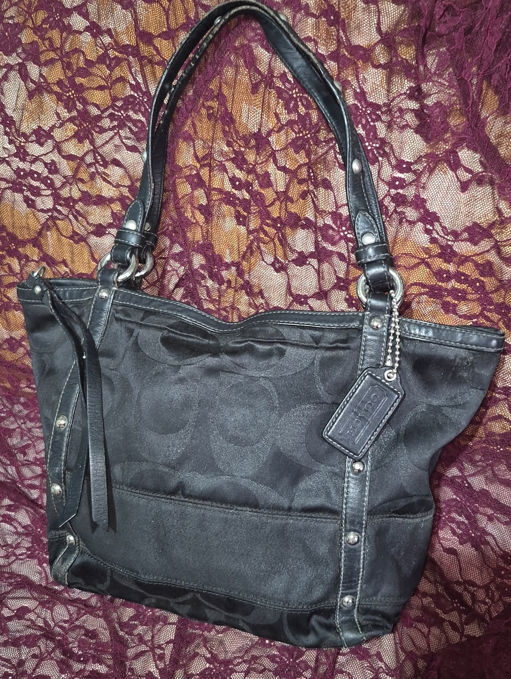Y2K Coach Black Signature Tote Shoulder Bag